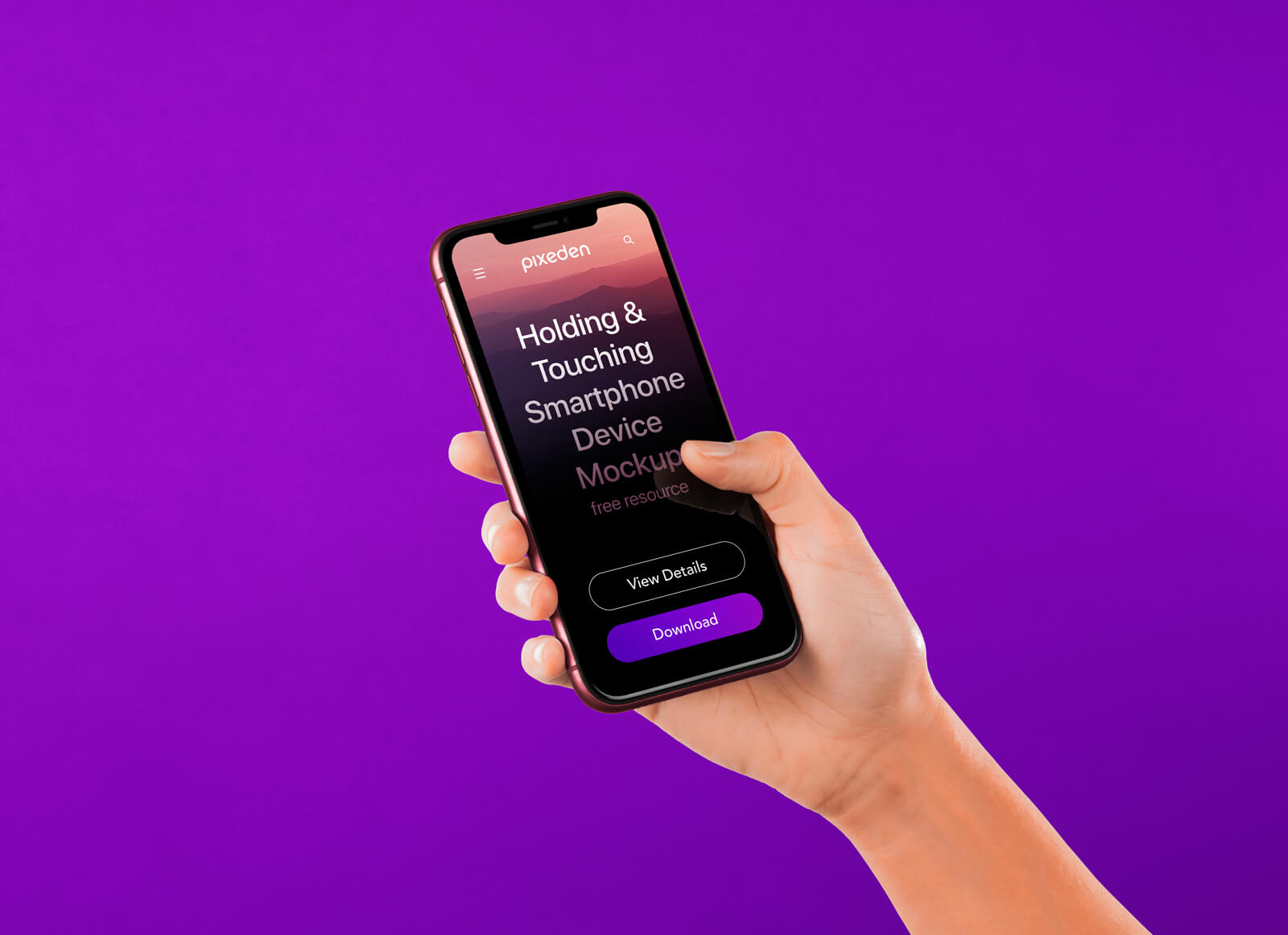 Ultra High Quality Hand Holding iPhone Mockup