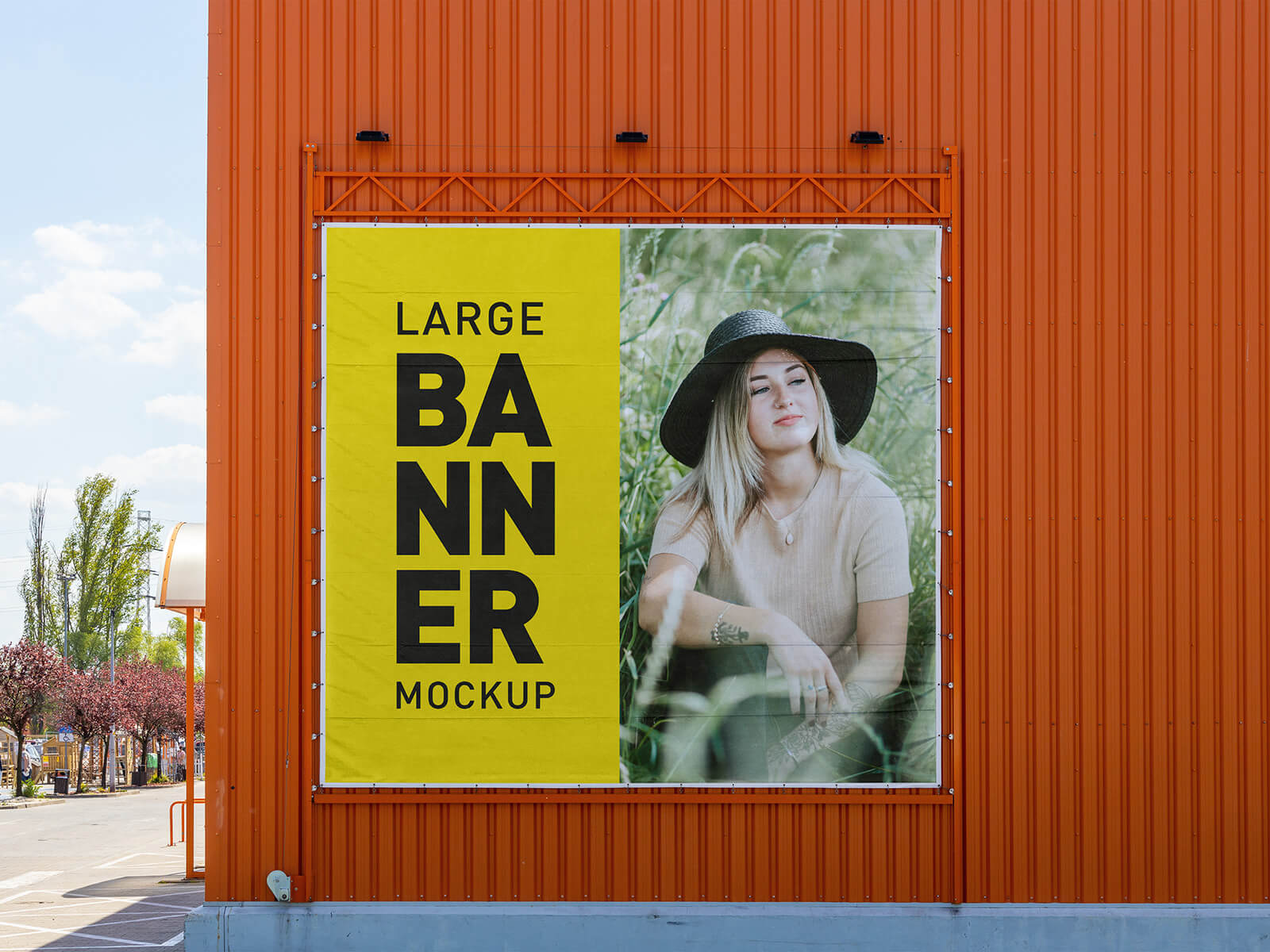 Large Square Mounted Banner Mockup
