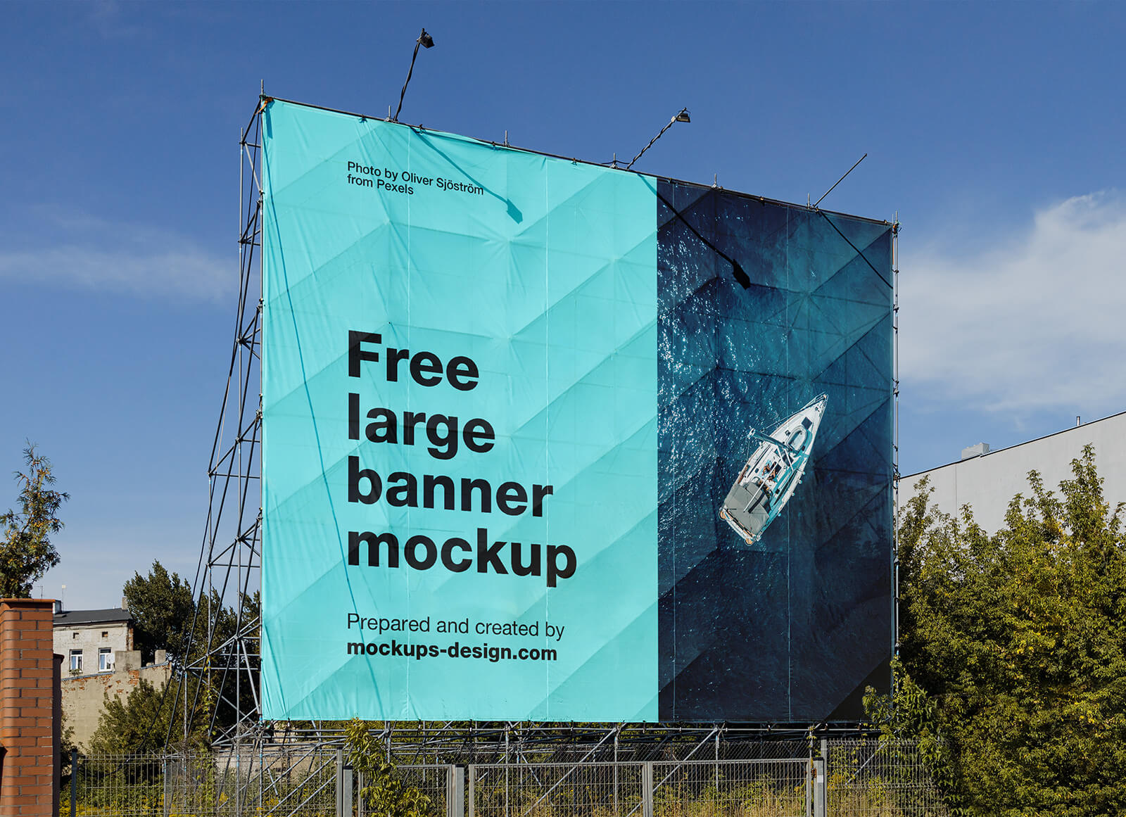 Large Banner / Hoarding On A Streel Structure Mockup