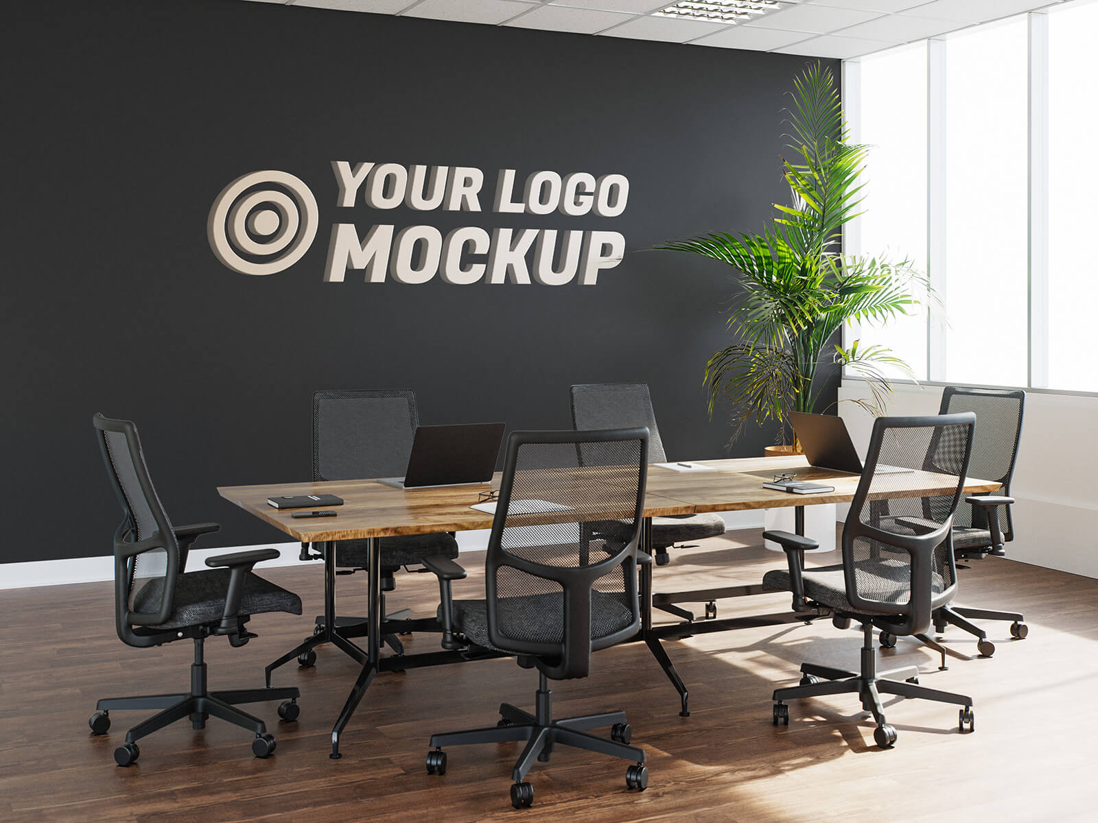 Office Conference Room 3D Logo Mockup Set