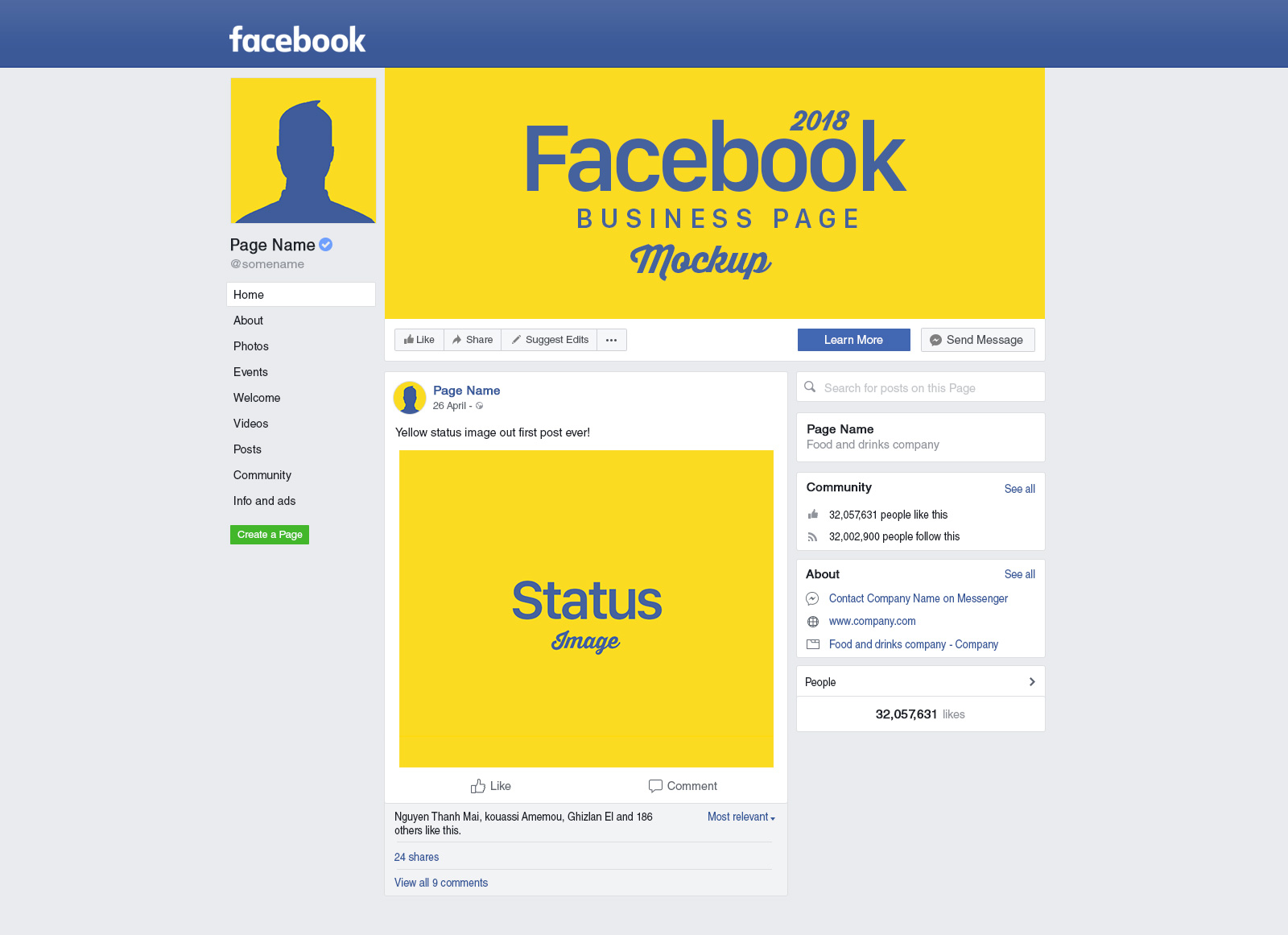 Nueva página de negocios de Facebook maqueta de redes sociales