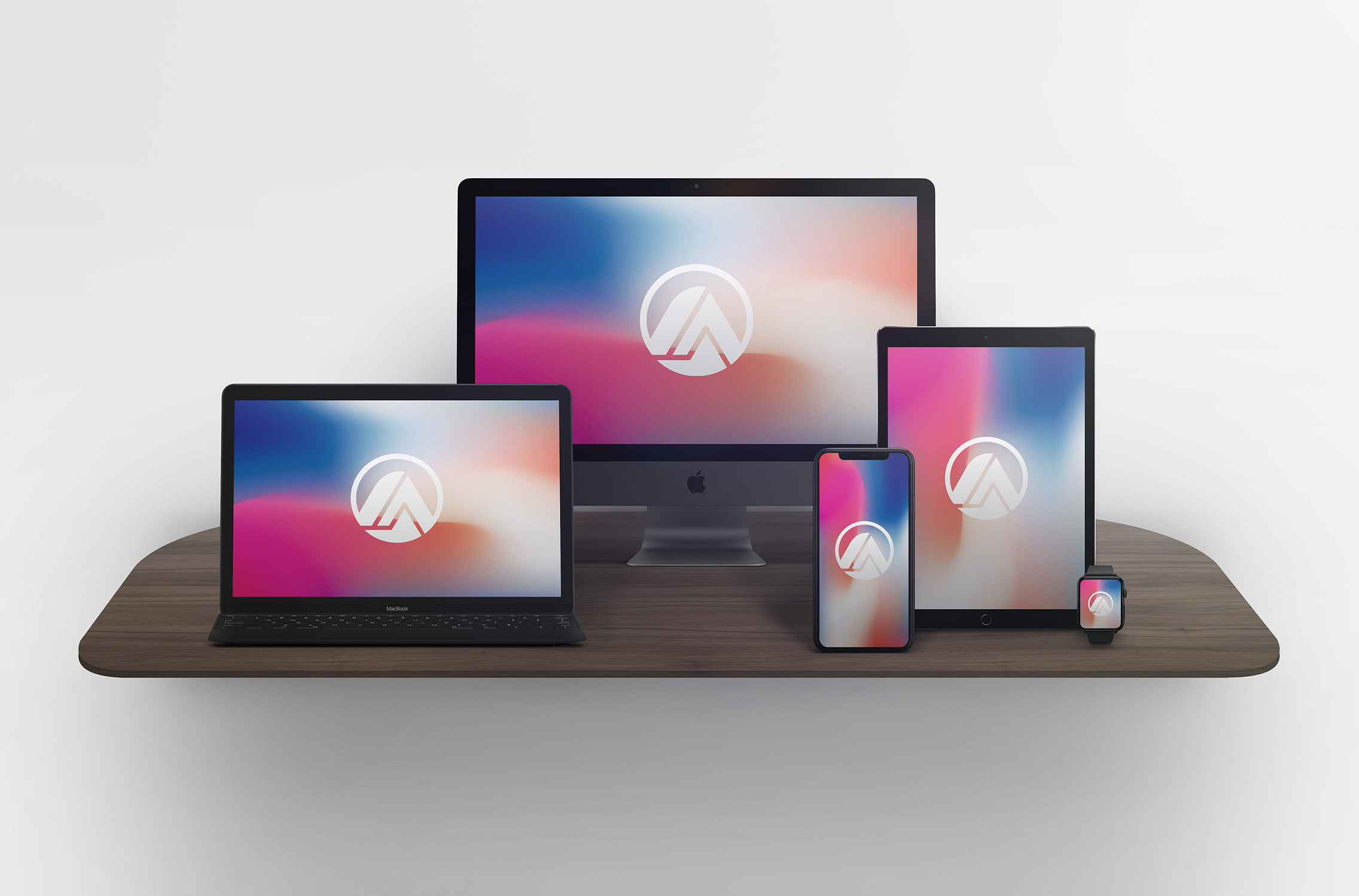プレミアムレスポンシブWebサイトMockup iMac Pro、iPhone X、iPad Pro、MacBook Pro＆Apple Watch