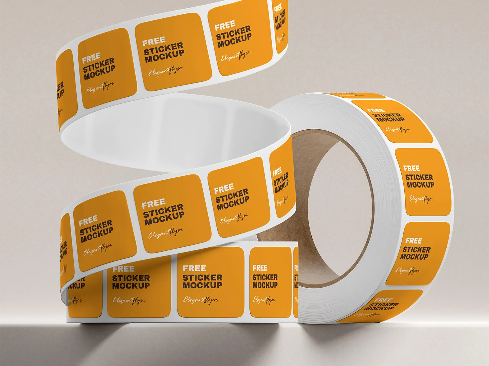 Premium-Mockup mit abgerundeten quadratischen Rollen
