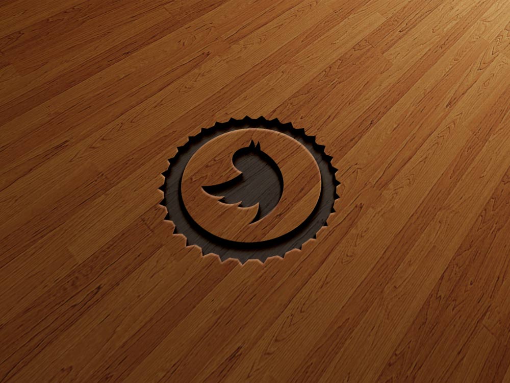 Maquette de logo libre pressée en bois