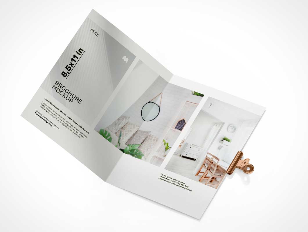 Brochure de brochure A4 Brochure & clip de liant PSD Mockup