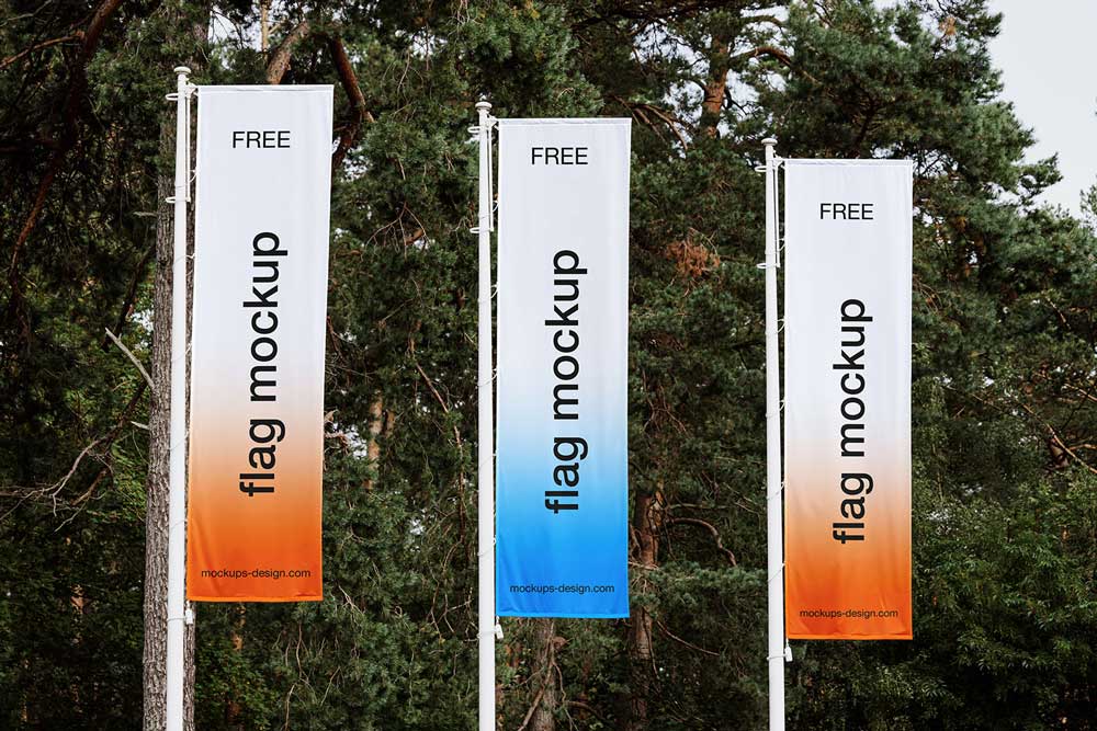 Free Banner Flags Mockup