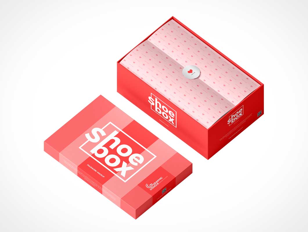 Брендованная обувная коробка картонная упаковка PSD макет