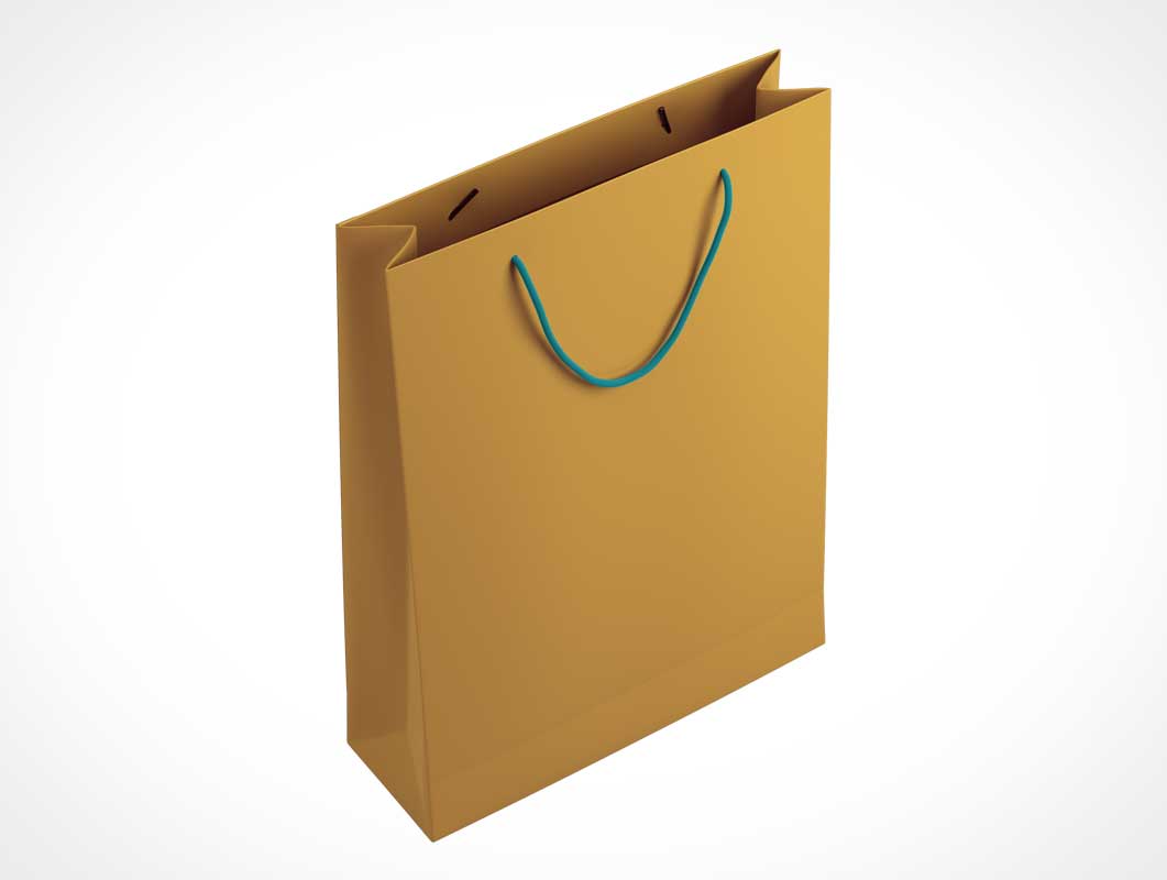 Bolsa de papel marrón y mango de cuerdas PSD maqueta