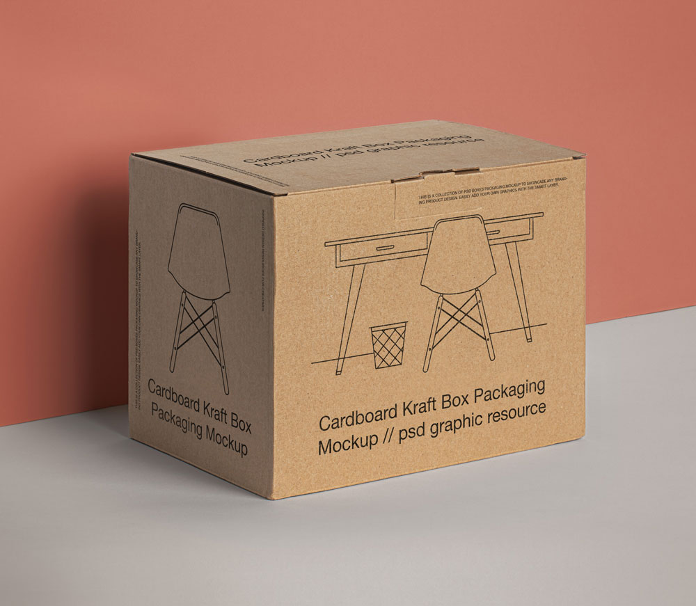 Free Cardboard Kraft Box Mockup