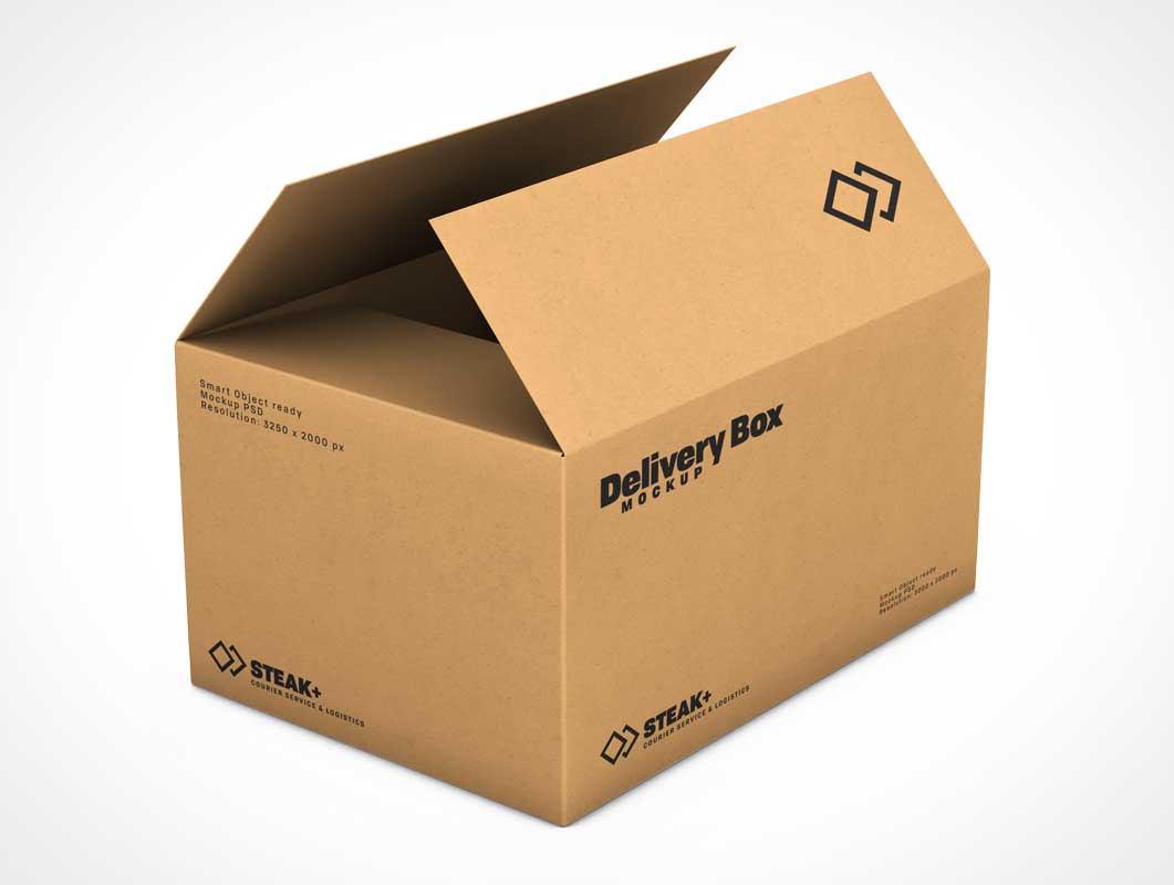 Cardboard Shipping Box Packaging PSD Mockups | Free PSD Templates