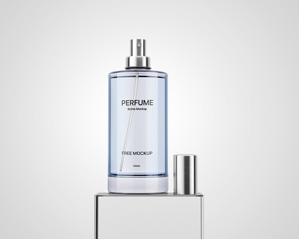 Maqueta de botella de perfume transparente gratis