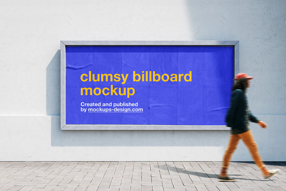 Free Clumsy Street Billboard Mockup