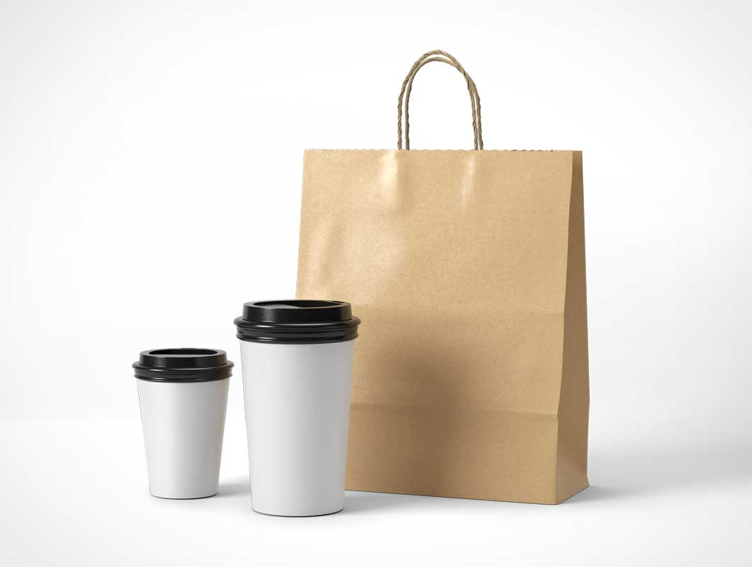 Coffee Cups & Take-out Bag PSD Mockups • PSD Mockups