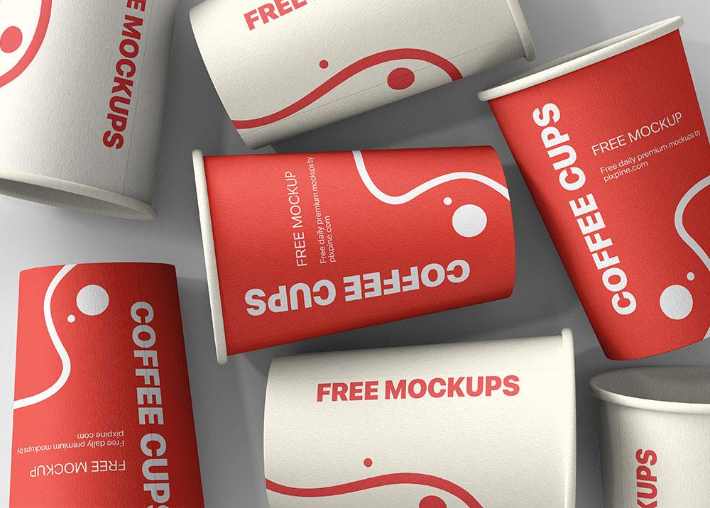 Free Composition Coffee Cups Mockup