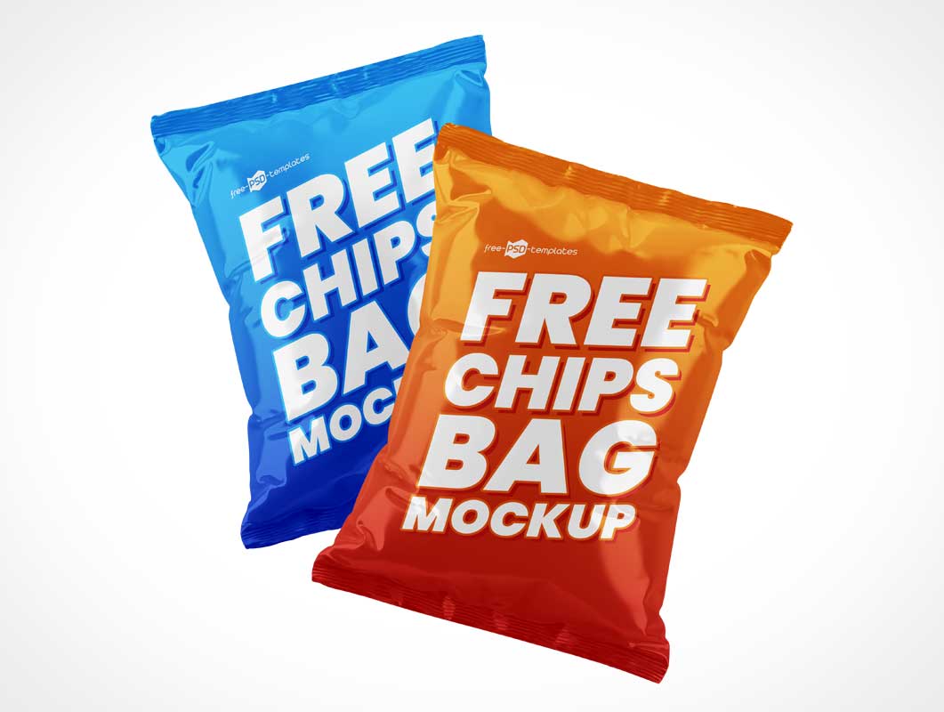 Maqueta de bolsas de chips flotantes