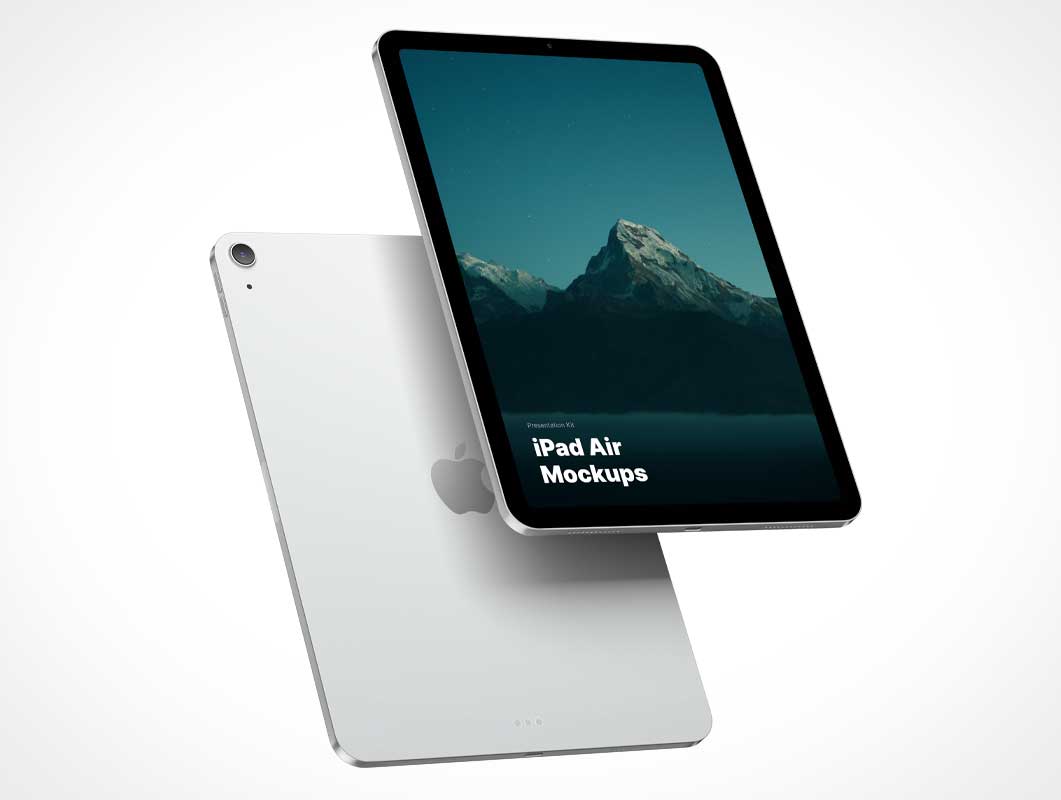Floating iPad Air Tablets Front & Back PSD-Modell