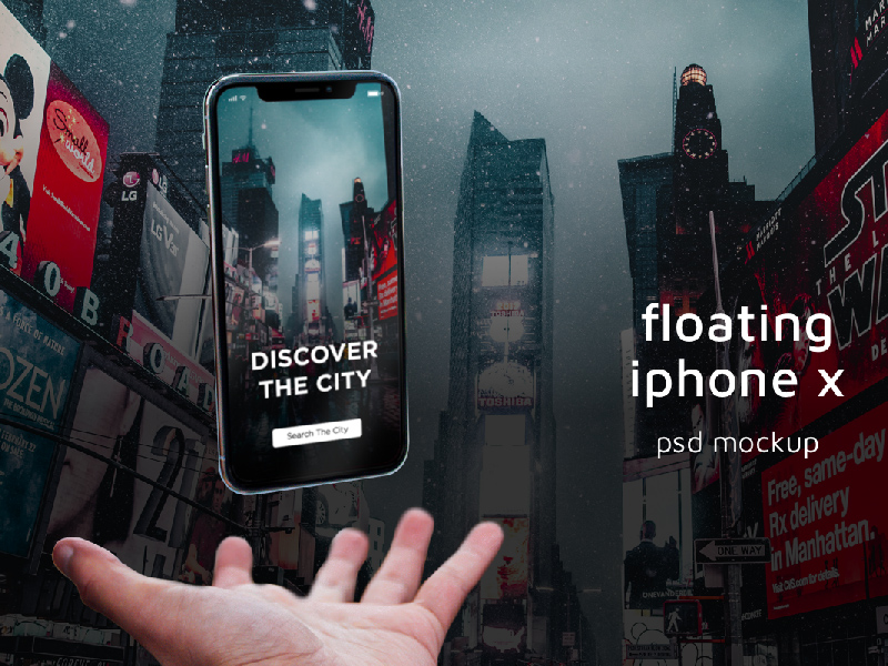 Floating iPhone X PSD Mockup