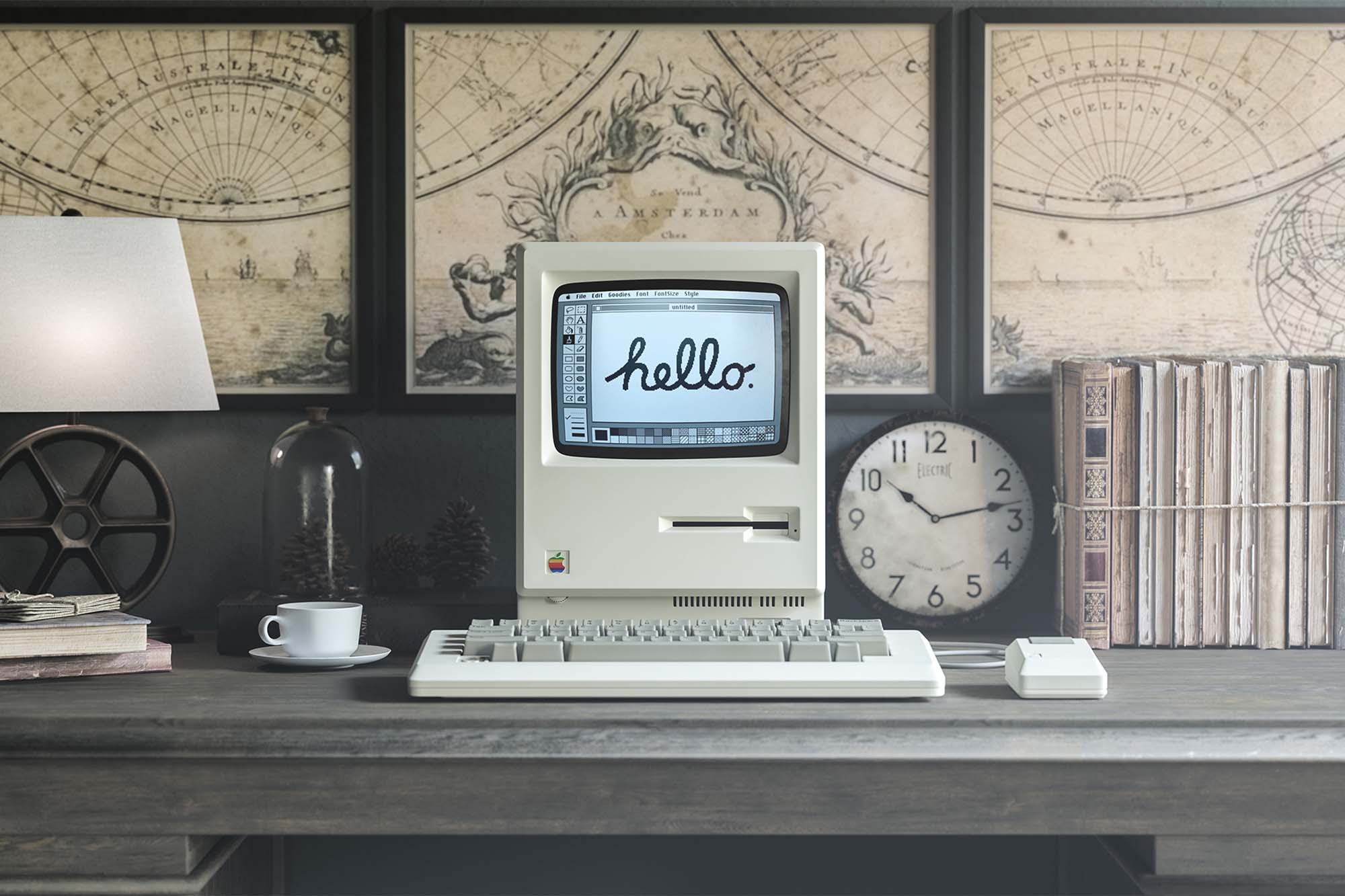 Бесплатный 1984 Apple Macintosh Mockup