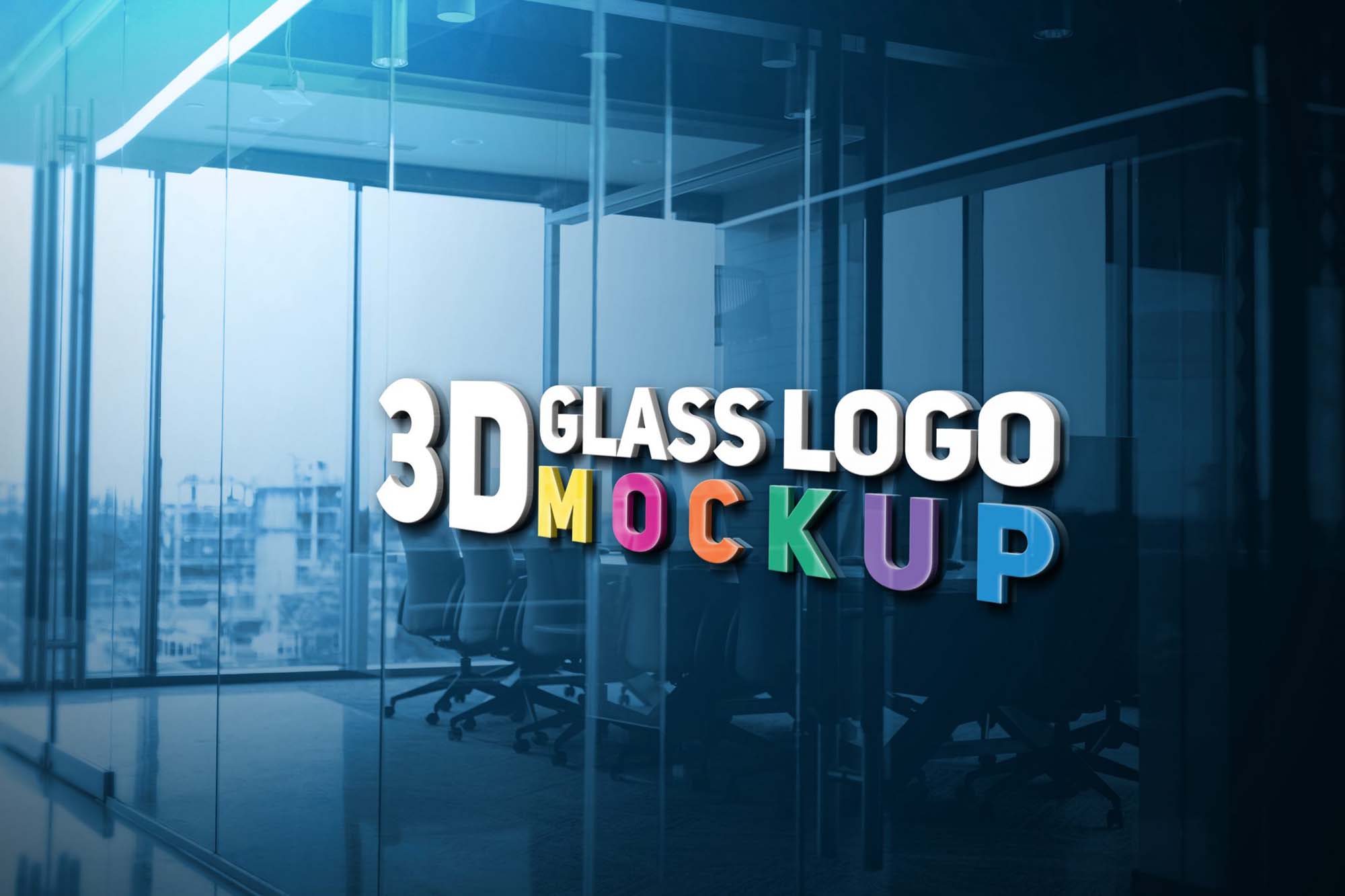 3d office glass logo mockup