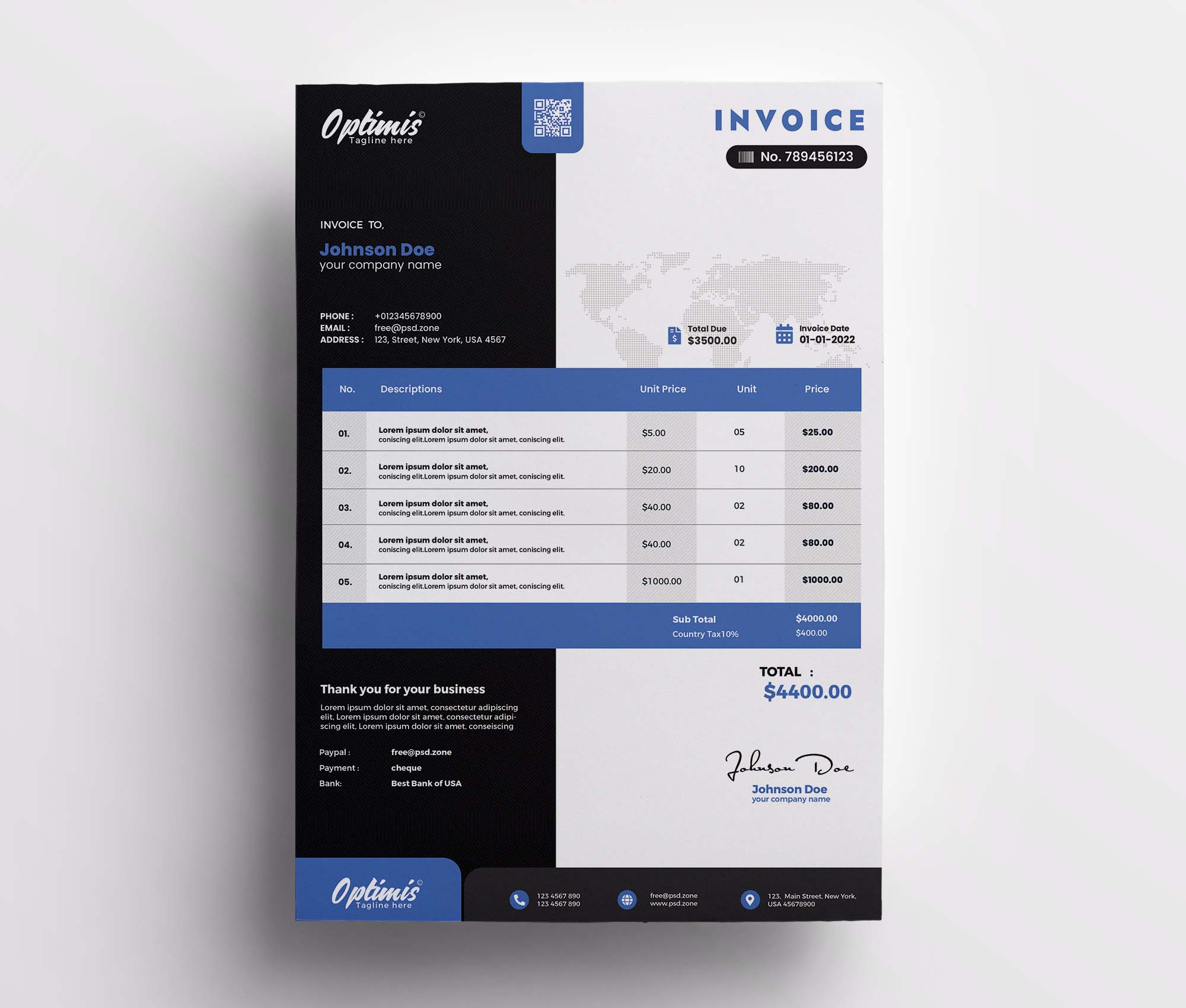 Free A4 Professional Invoice Template 
