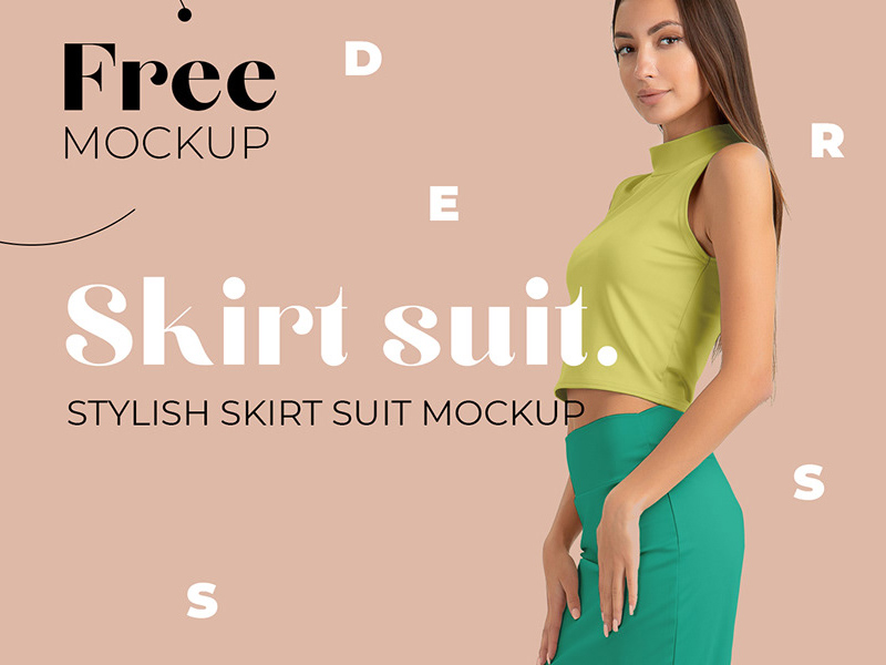 Элегантный юбка костюм Mockup для ткани дизайнеров