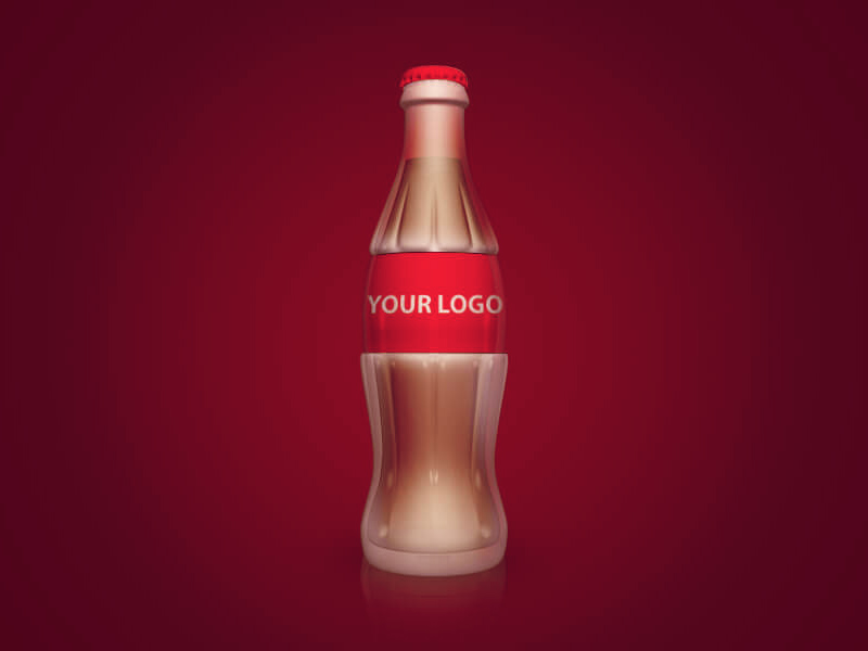 Maqueta de botellas de vidrio de Coca-Cola
