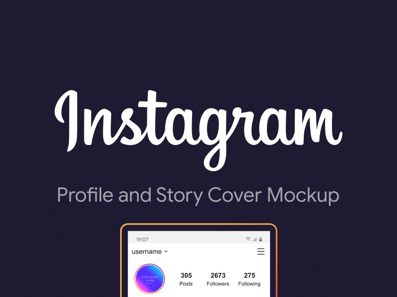 Perfil de Instagram & Story Cover Mockup 2020