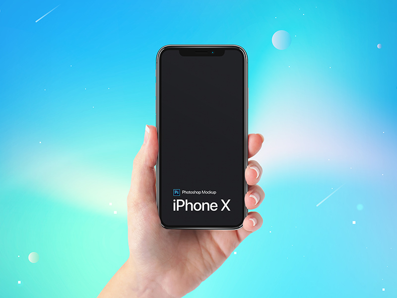 Бесплатный iPhone X в руке Mockup