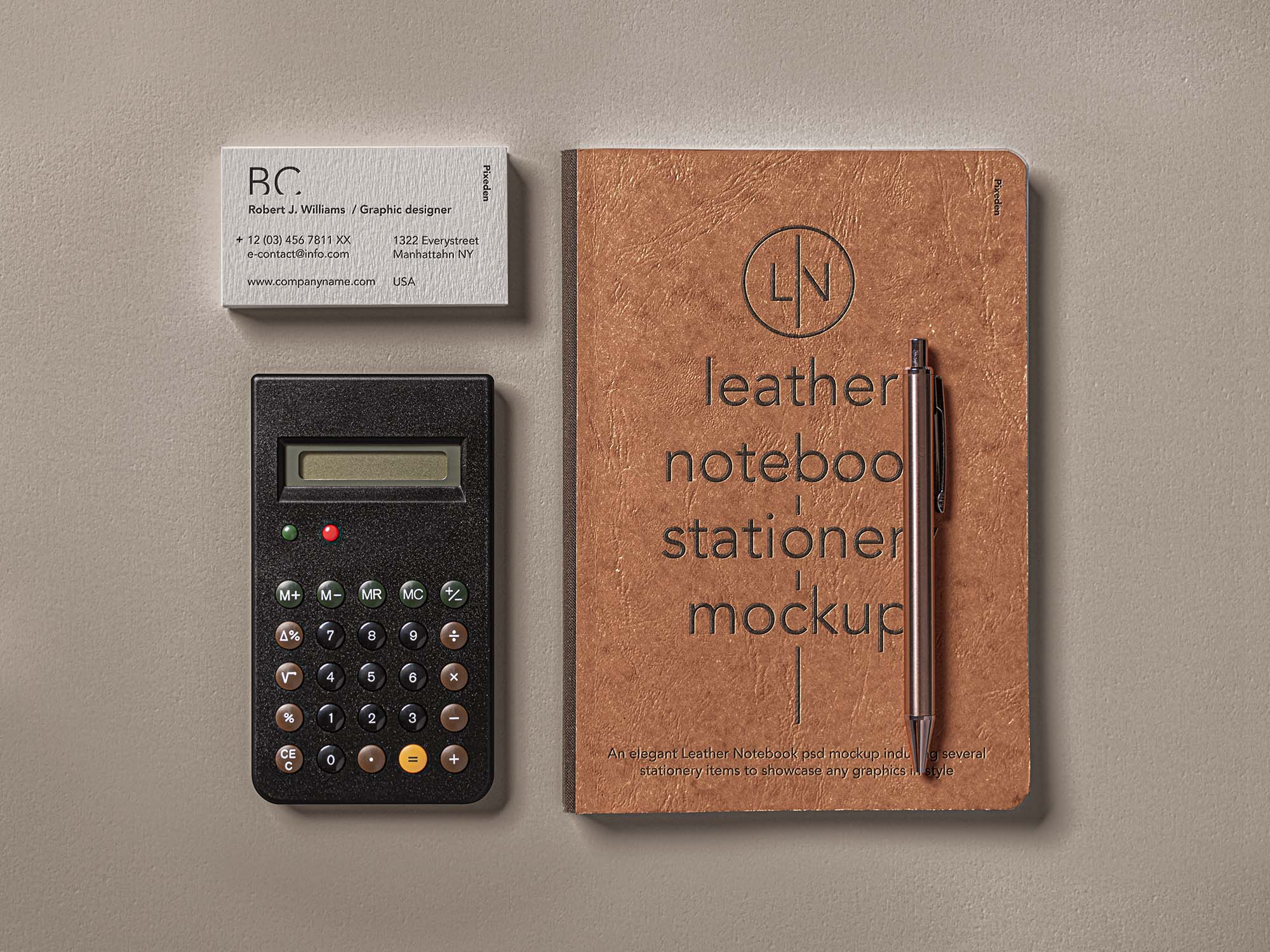Free Leather Cover Notebook Mockup 