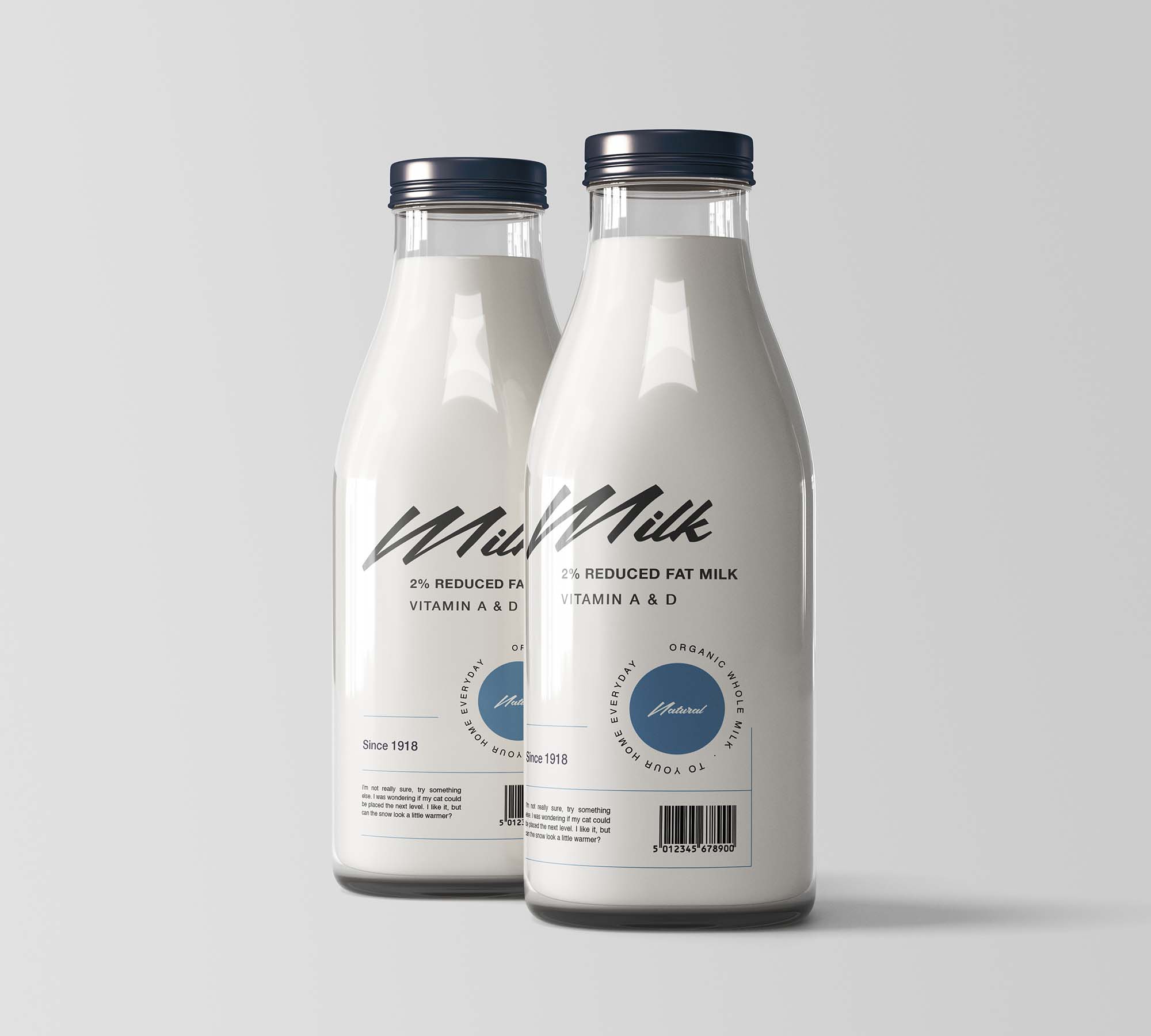 Free Milk Bottles Mockup 