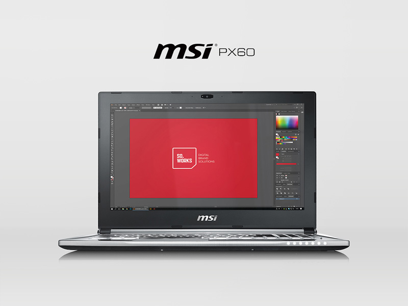 MSI PX60ラップトップのモックアップ