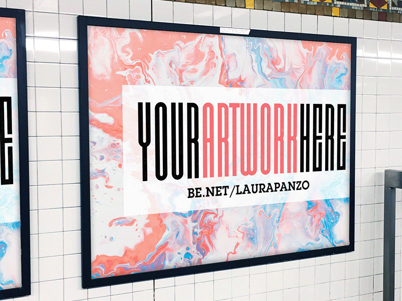 NYC地下鉄広告バナーモックアップ