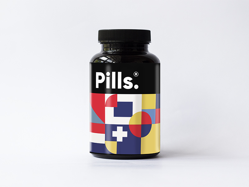 Maquette de l’emballage des bouteilles de pilules et de vitamines
