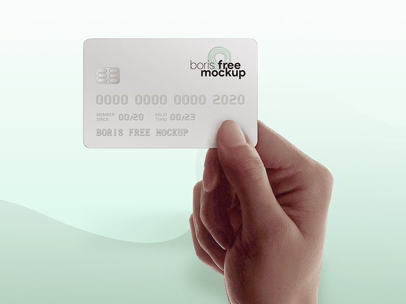 Maquette de carte de crédit de fixation de main