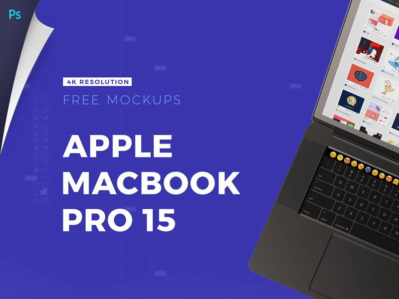 タッチバーモックアップとアップルMacBook Pro 15