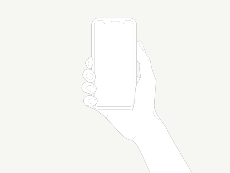Линия искусства Рисовать iPhone X в руке Mockup