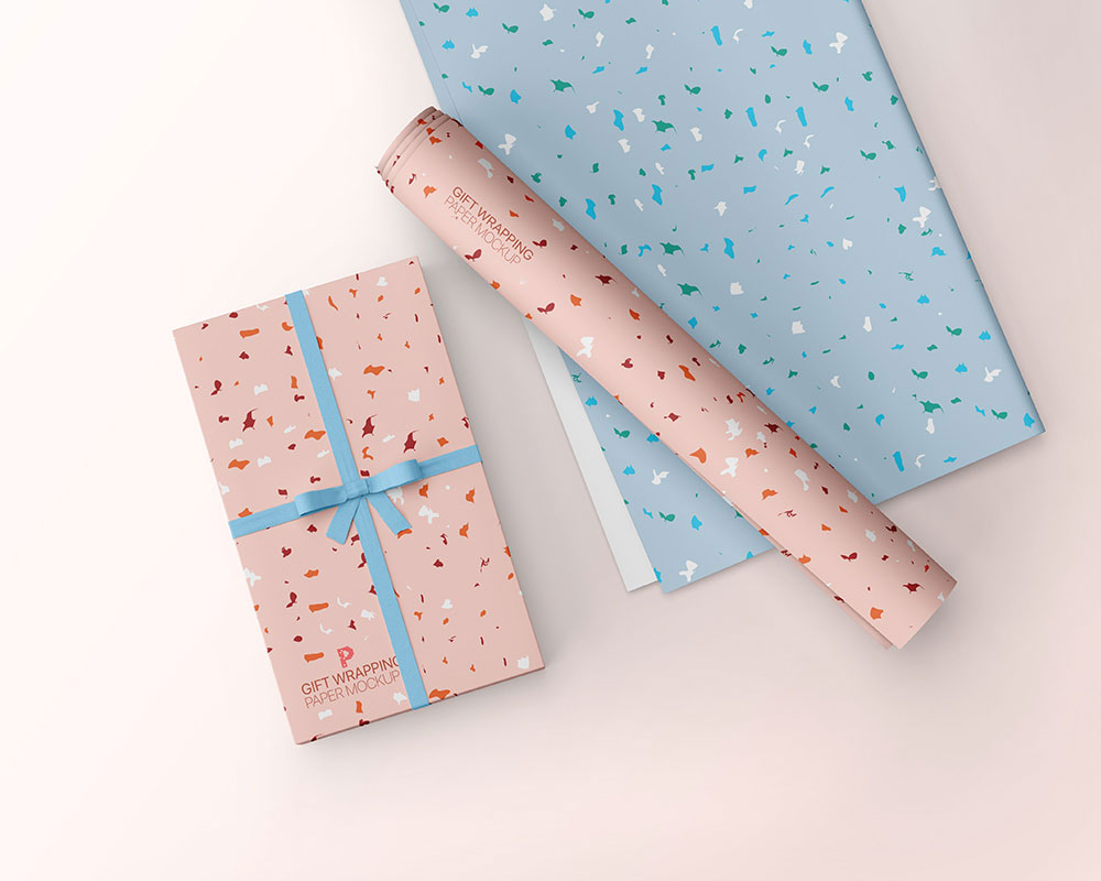 Free Gift Wrapping Paper Mockup PSD