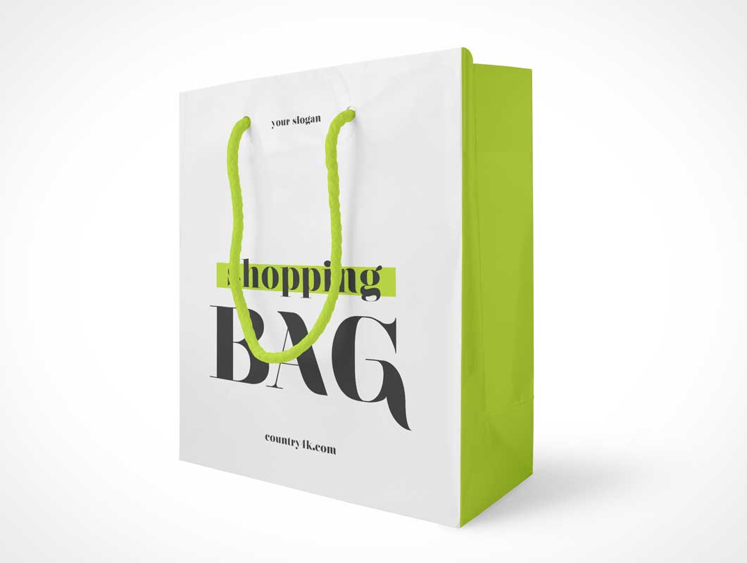 Glossy Shopping Papiertüte & String-Griff PSD-Modell