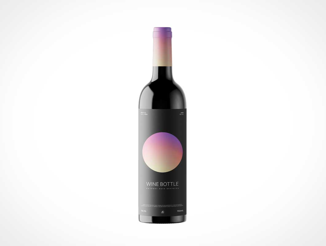 Глянцевая бутылка для вина PSD Mockup
