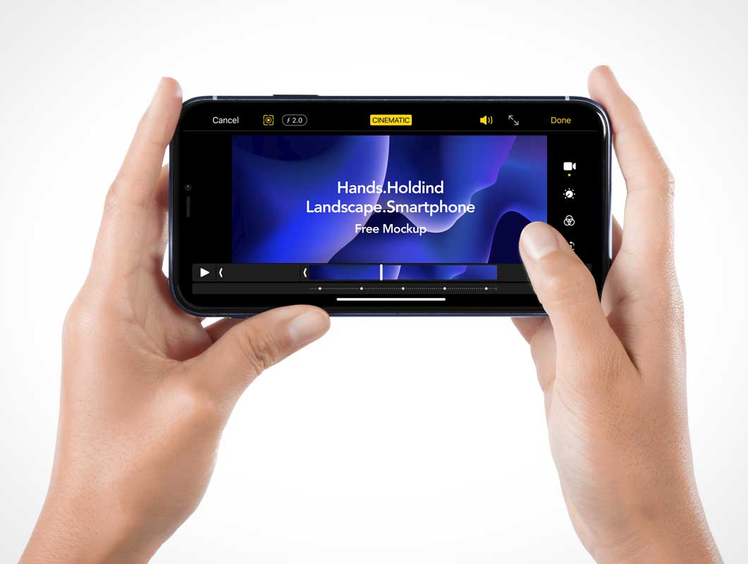 Handheld -Landschafts -Smartphone PSD -Mockups