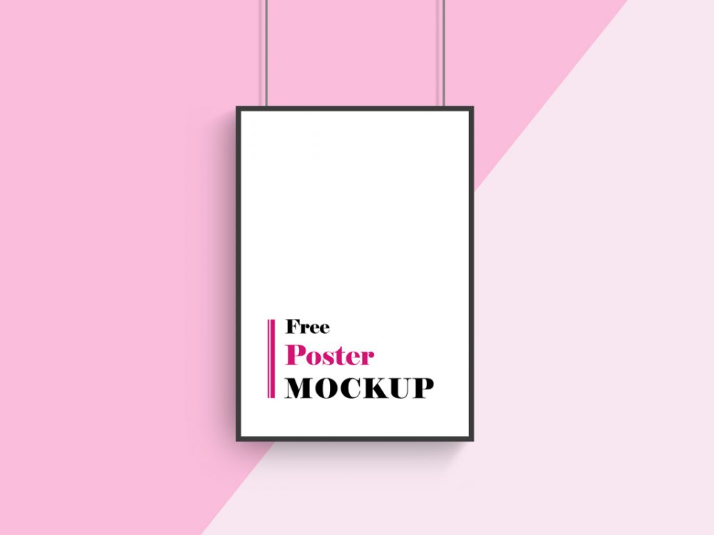 Hanging Poster Mockup Free PSD