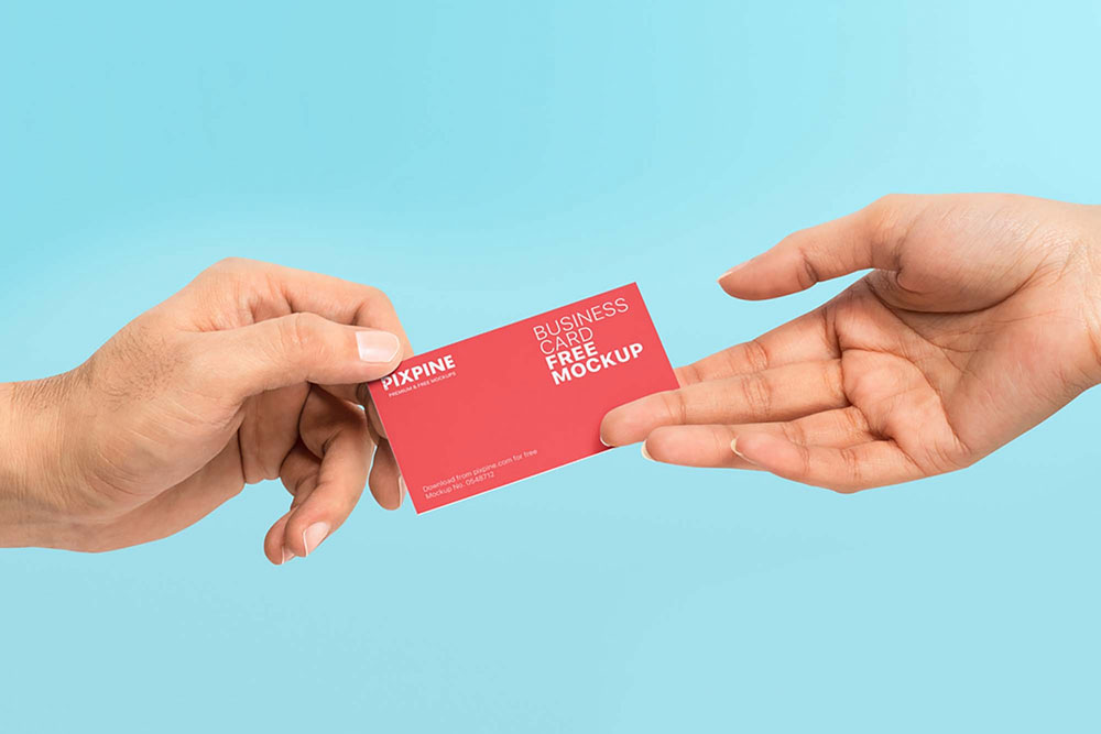 Free Hands Holding Business Card Mockup