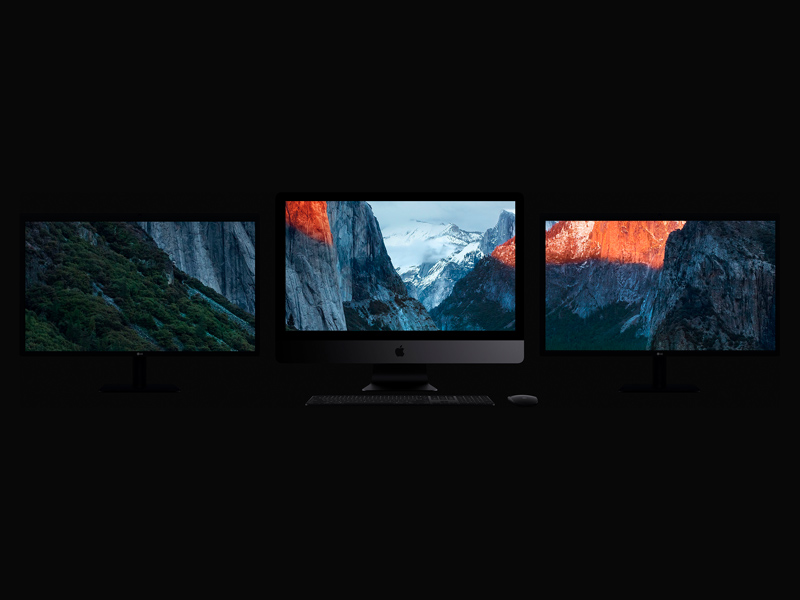 iMac Pro Mockup mit mehreren Bildschirmen