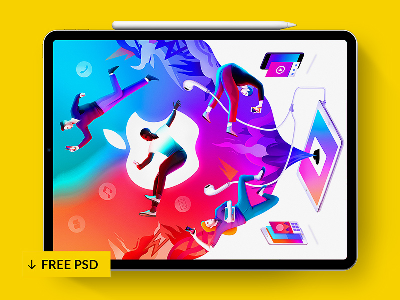 iPad Pro + Lápiz 2018 Mockup