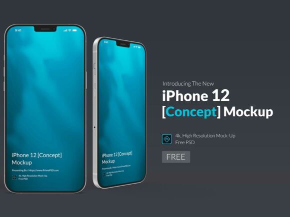 iPhone 12 Gratuit PSD Concept Mock-Up
