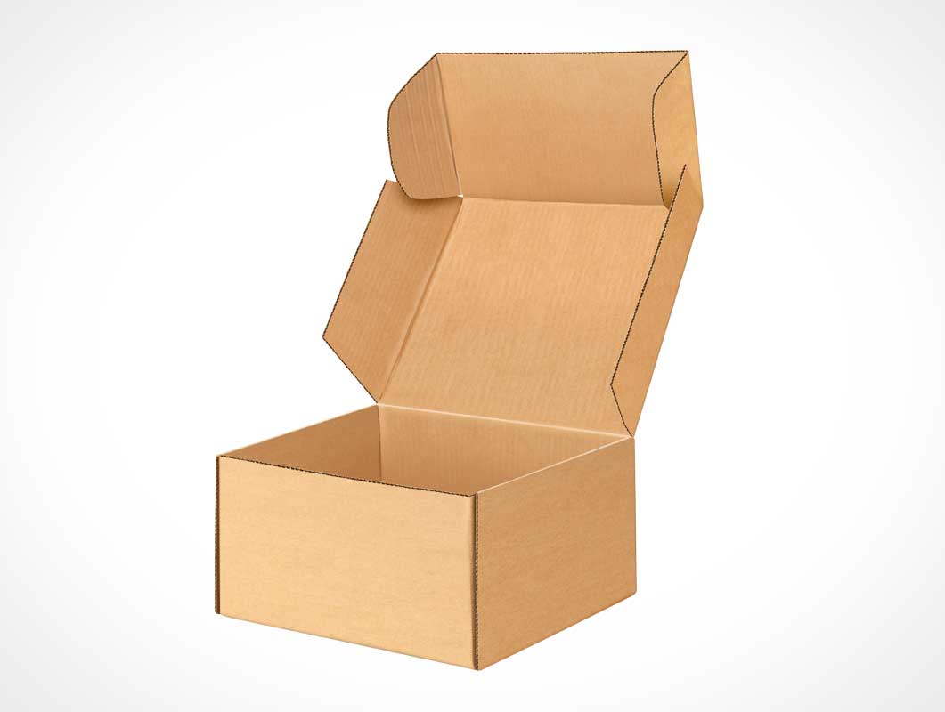 Kraft Cardboard Box Packaging Maquette PSD