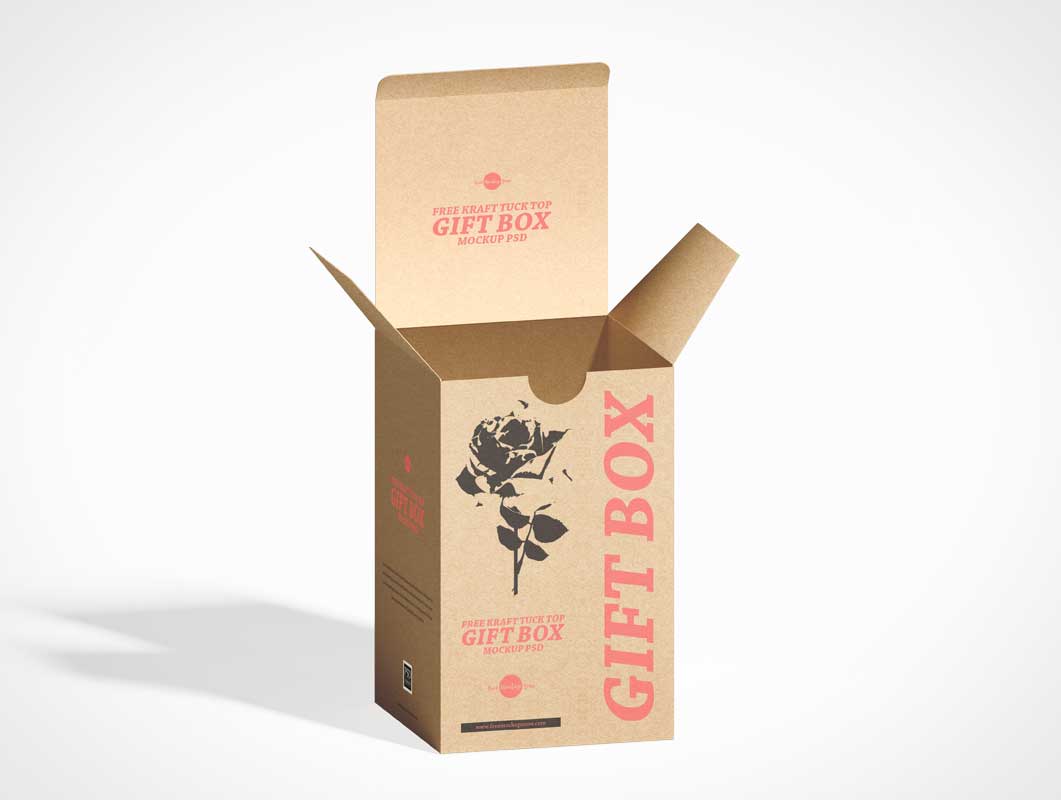 Kraft Reverse Tuck Geschenkbox PSD-Modell