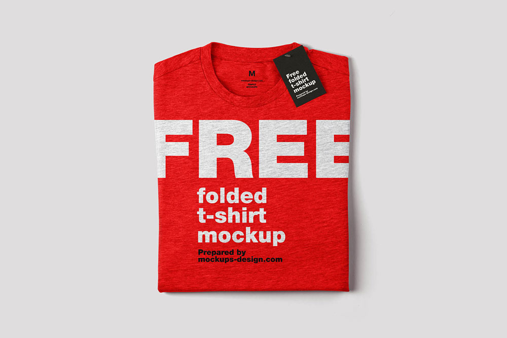 Free Label Folded T-Shirt Mockup