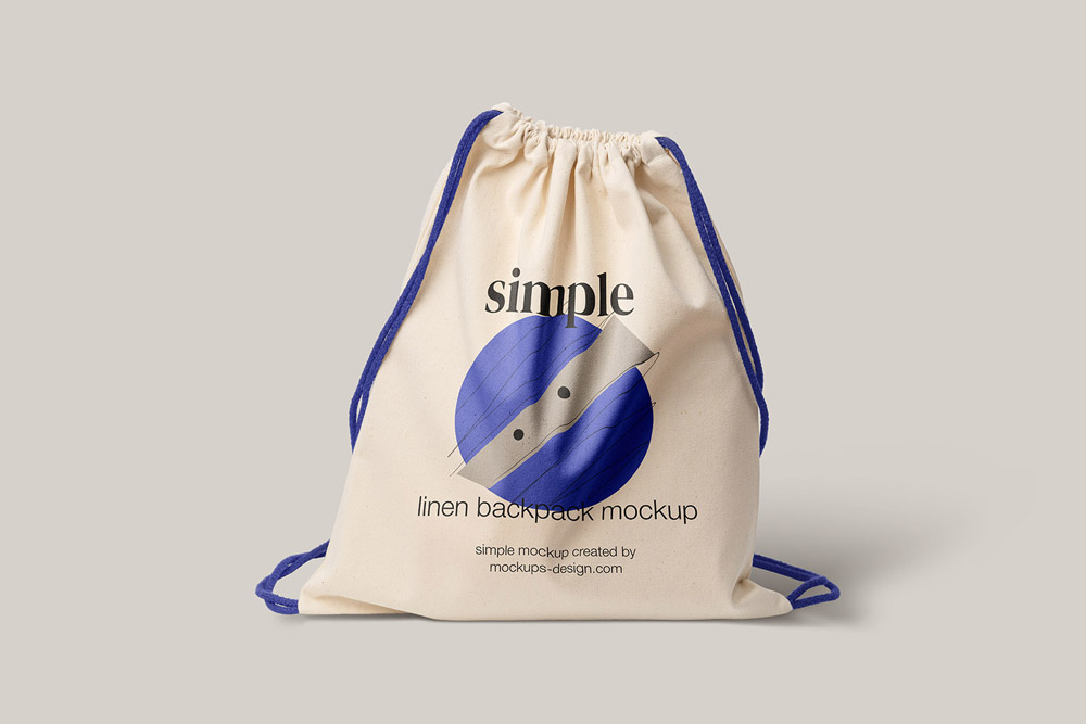Free Linen Drawstring Bag Mockup