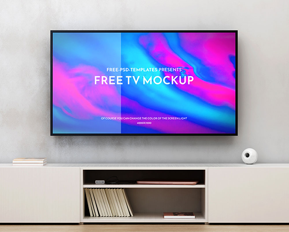Free Living Room TV Mockup